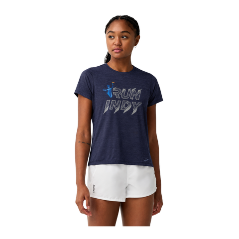 RUN INDY Women's Brooks Distance Short Sleeve - Navy
