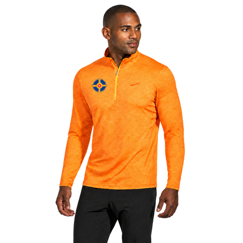 CNO IMM Men's Brooks Dash 1/2 Zip - Circle Logo front angle, thigh-up model