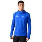 CNO IMM Men's Brooks Notch Thermal Hoodie - Neo Blue front angle, thigh-up model