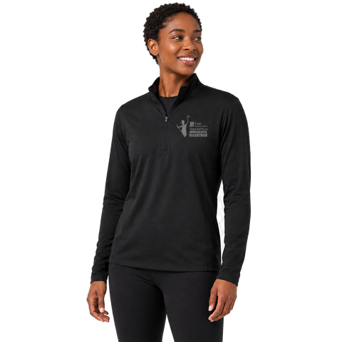 CNO IMM Women's Brooks Dash 1/2 Zip - Black front angle on female model