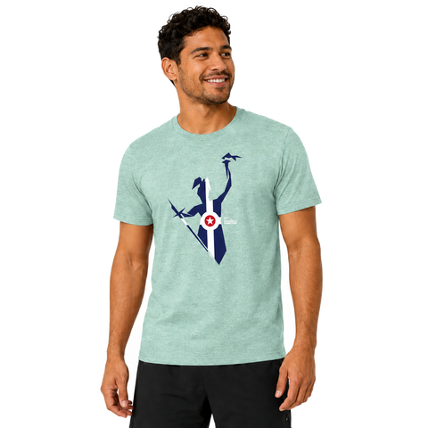 Mens Lady Victory Indy Tri Blend Tee in Dusty Sage on male model