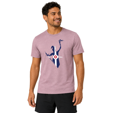 Mens Lady Victory Indy Tri Blend Tee in Heather Lavender on male model